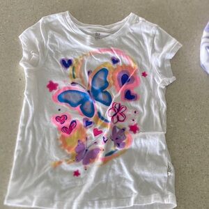 GAP Kids White & Lilac Short Sleeve, Star, Butterfly T-Shirt